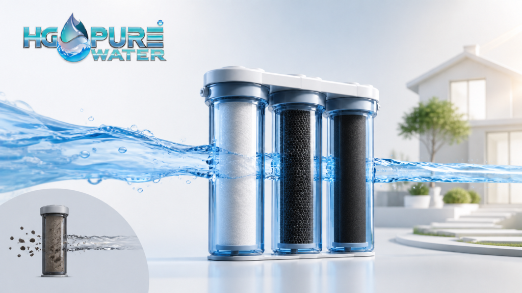 Water pressure comparison between a clean and restricted whole-house water filter