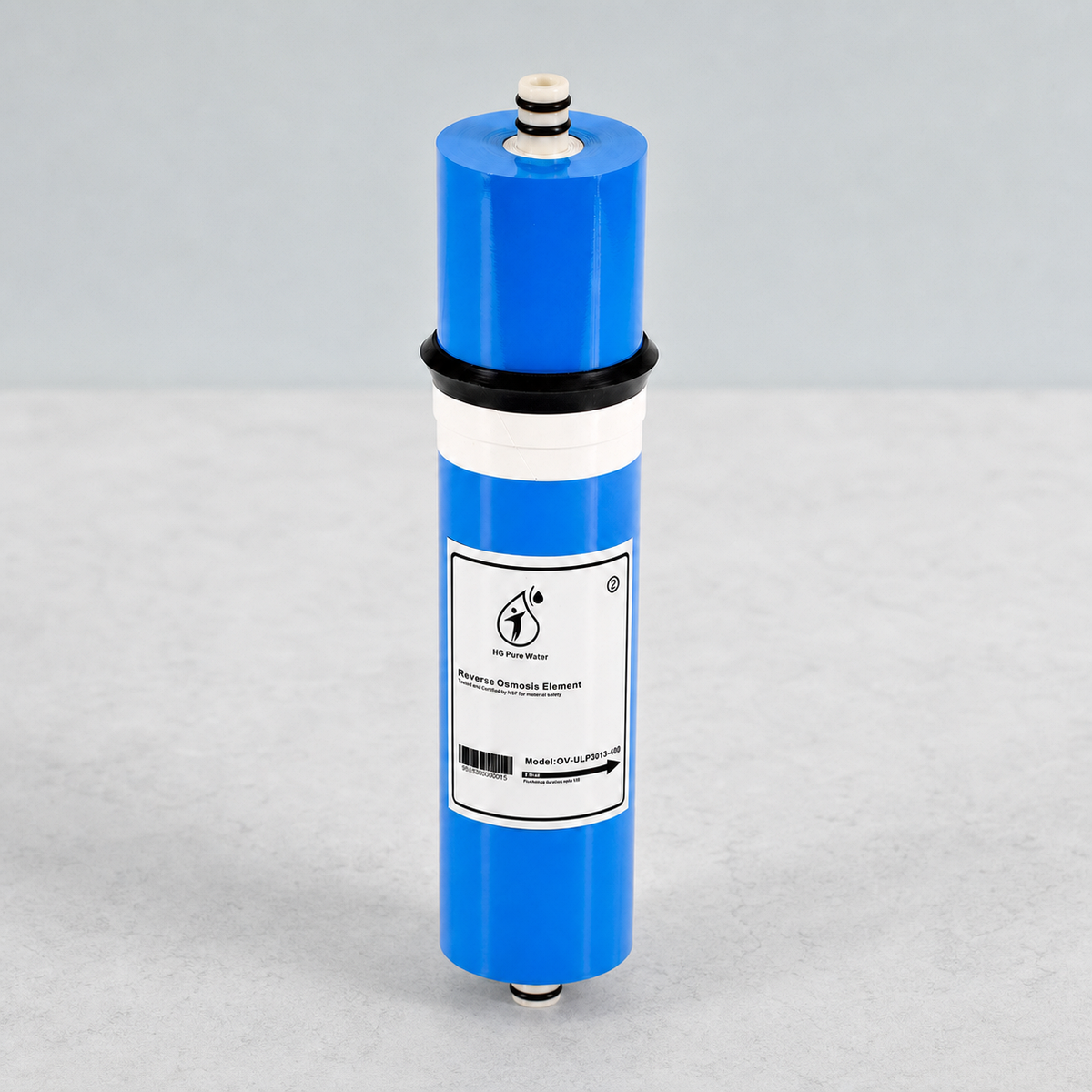Blue HGH-01 RO membrane cartridge with end connectors
