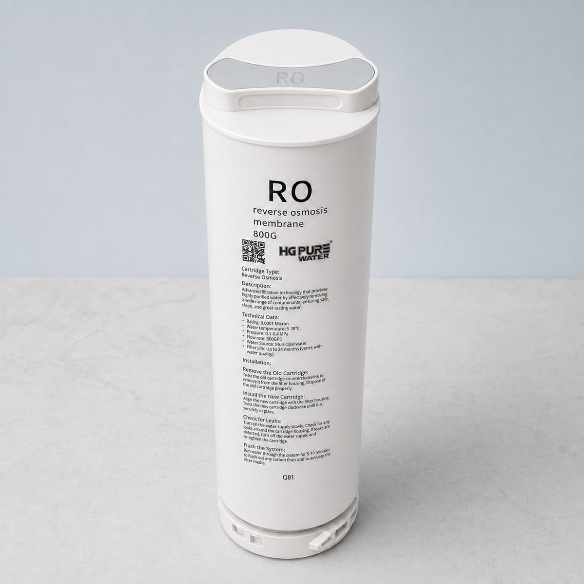 HGH-24 RO membrane cartridge showing the top handle and front label