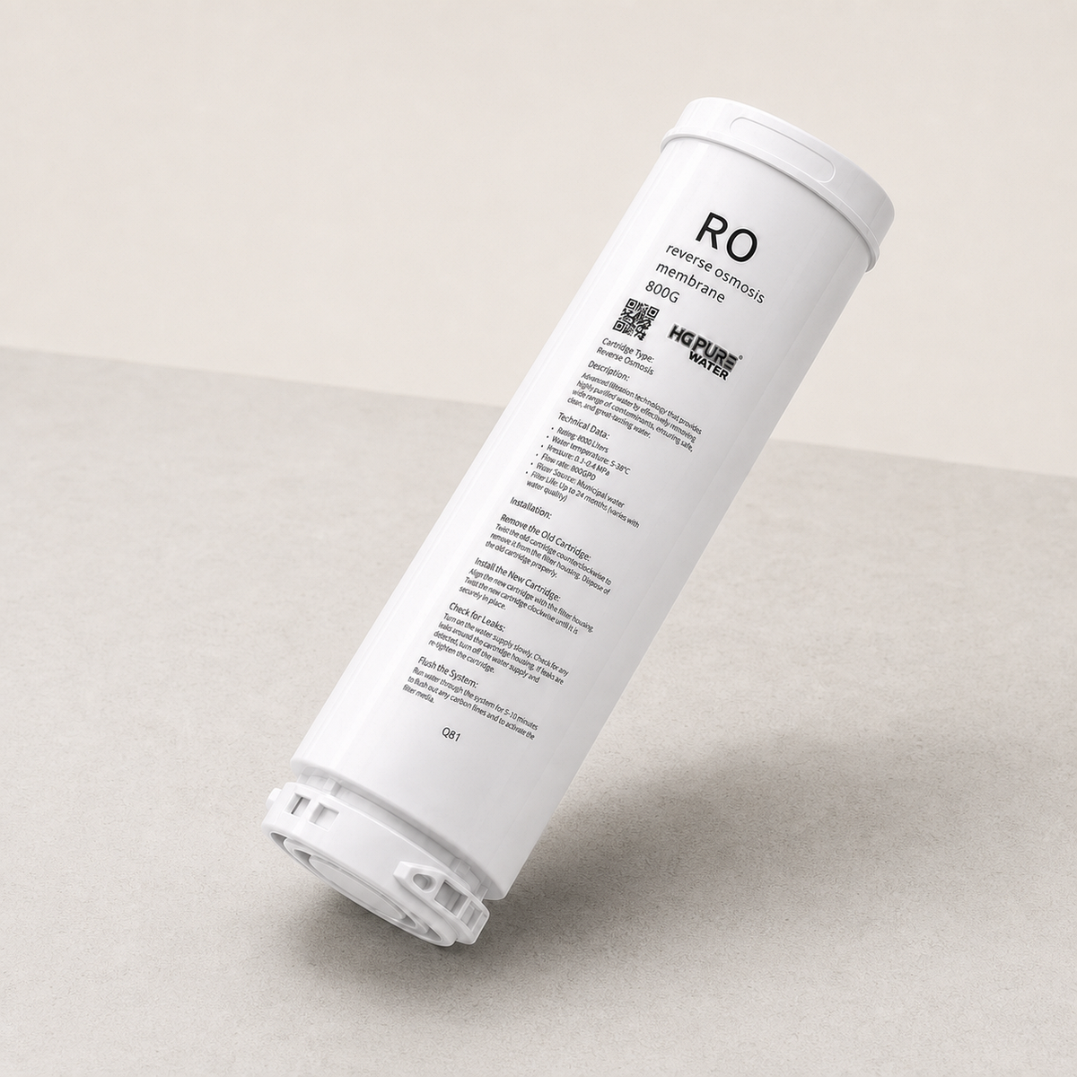 Angled view of the HGH-24 RO membrane cartridge and base